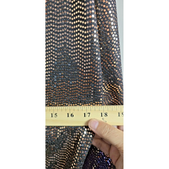 Betsey Johnson Sequin Bodycon Mini Dress Bronze Ruched V Neck Size L - Picture 9 of 12